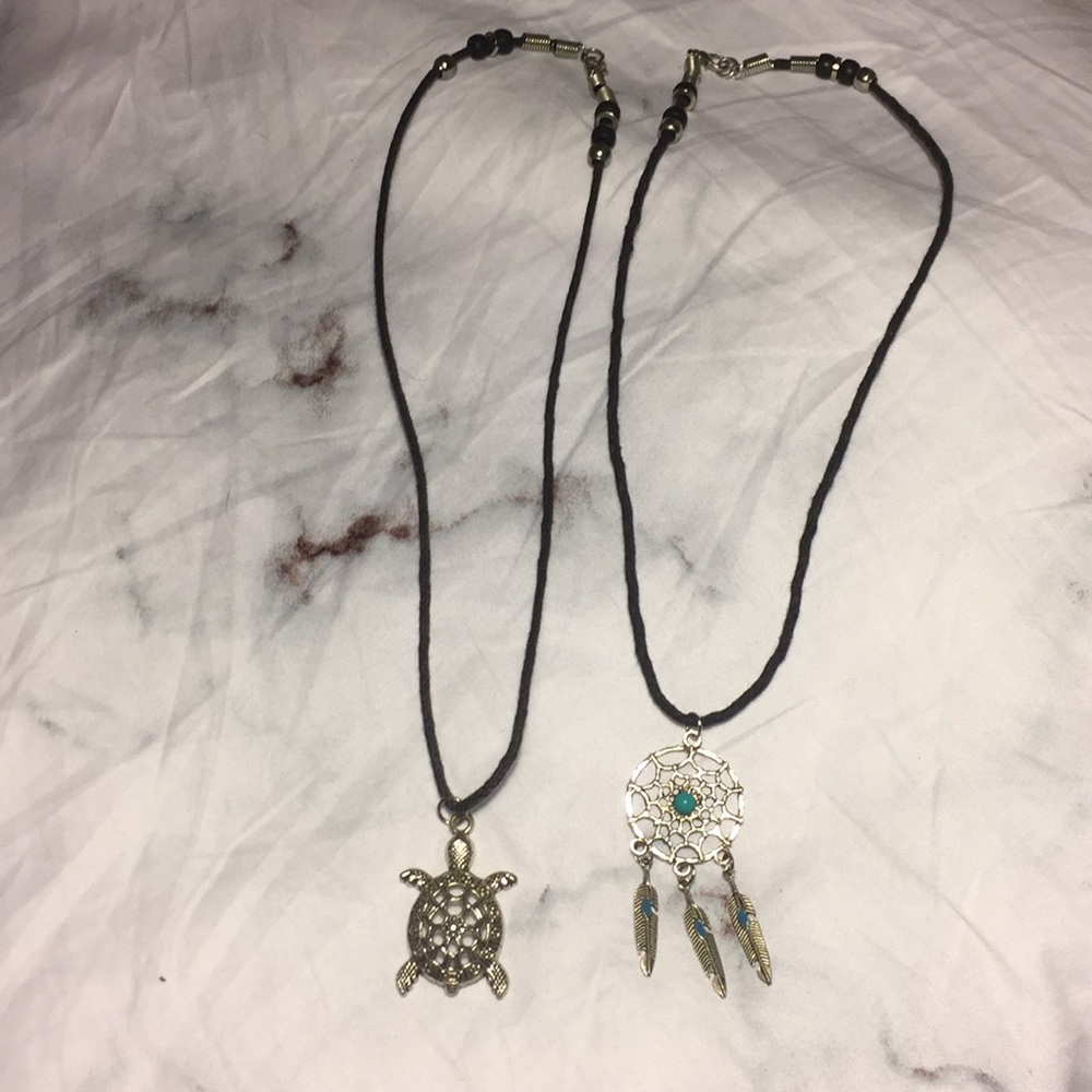 Turtle and dream catcher necklaces
